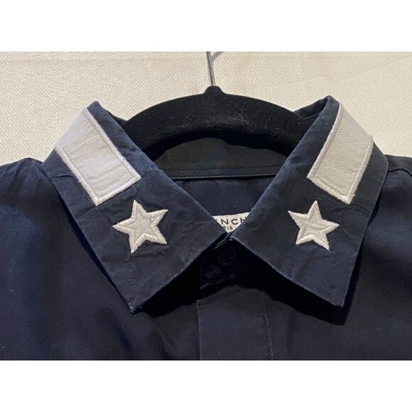 VTG GIVENCHY Black Stars Embroidered Cotton Buttons Long Sleeve Shirt Sz 38 Sz S - Picture 9 of 15